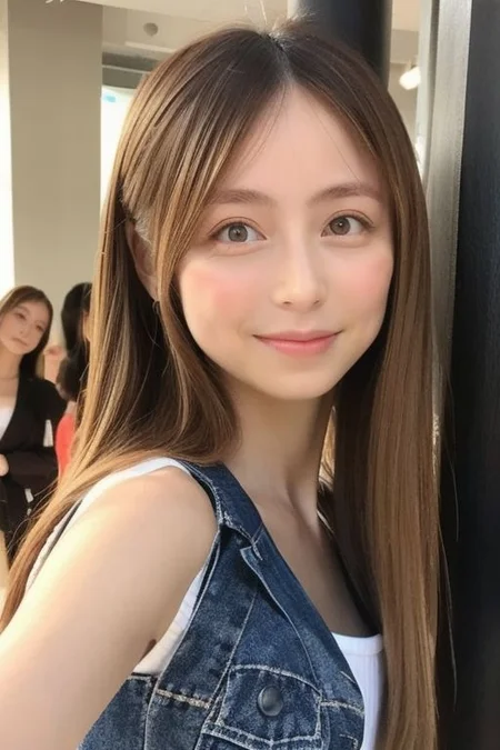 Original face, ((Original eyes shape)) , ((Small breasts)) , flat chest adult woman, Point of view, best quality, photo realistic portrait ,fair skin, fashion