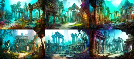 (otherworldly, otherworldly atmosphere, otherworldly appearance), highly insanely detailed, masterpiece, top quality, best quality, highres, 4k, 8k, RAW photo, ((ancient egyptian theme:1.2)), 
(mystical theme), mystical gatmosphere, arcane sanctuaries, otherwordly aura, 
(long_hair, long hair, random colors hair, glowing hair, hair over one eye, long messy hair), 
(eyelashes, eyeliner, eyeshadow, eyelashes, long eyelashes), 
collar, earrings, jewelry, necklace, armlet, 
tentacle, (underwater), nsfw, 
Homestay, Resort, Guest House, 
building, structure, still life, swirling energy, 
action pose, 
drunk, closed eyes, 
abandoned building, shopping mall, overgrown with vegetation, [volumetric fog], cinematic lighting, colorful, 
cinematic lighting, fashion photography, ambient lighting, overgrown ruins of a settlement on the plains of a magical fantasy world, FanRu, <lora:FantasyRuins-10:0.8>, epiCPhoto, (fantasy world)