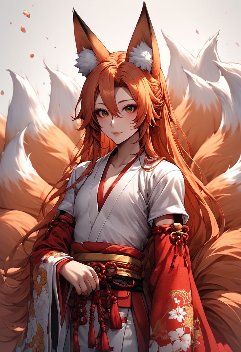 <lora:Kiyoko :1.5>, gorgeous woman, detailed face, 9 fox tails, fow ears,