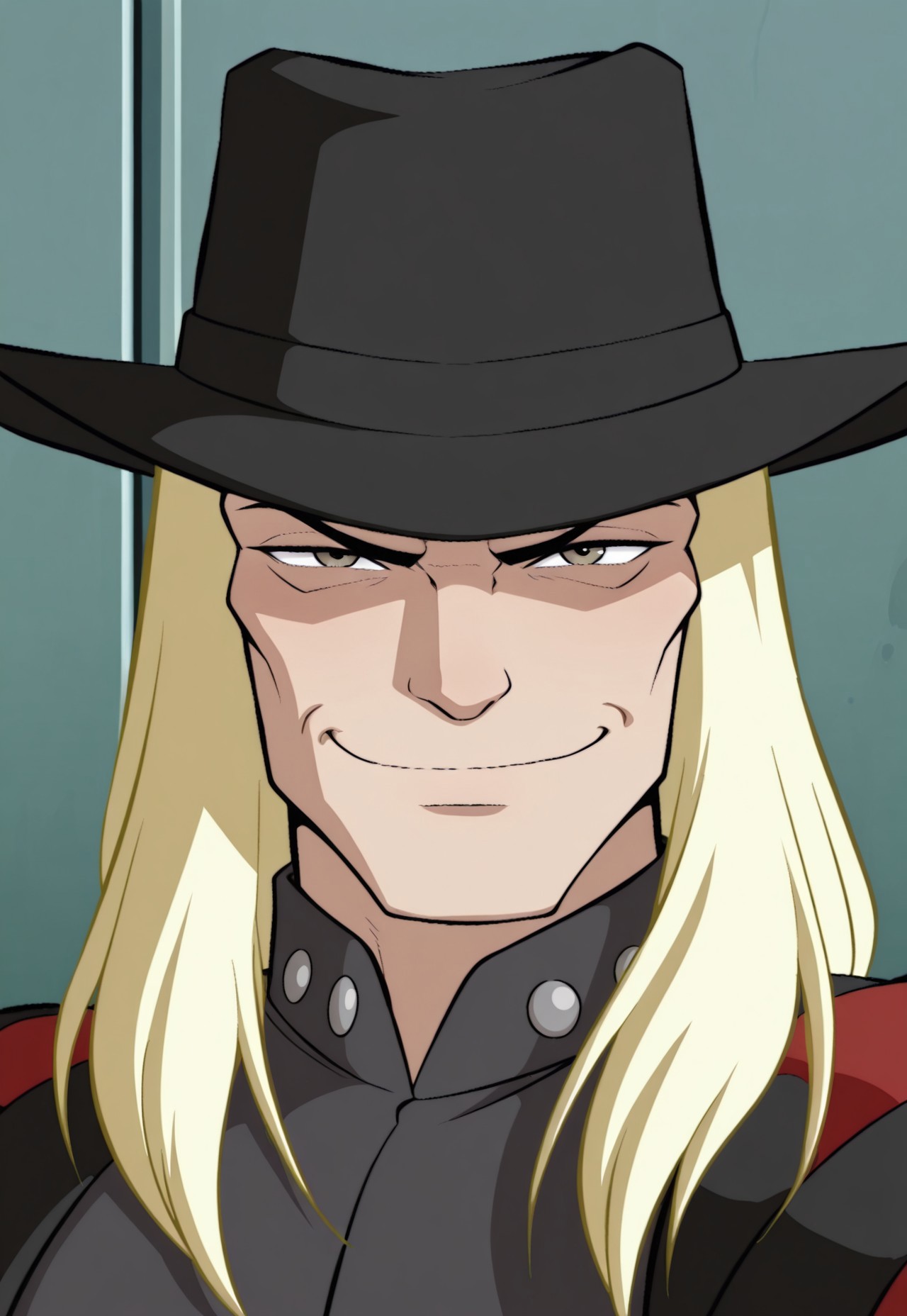 solo, masterpiece, modern, new, 1boy, male, masculine face, daddy looking face, w0lfc0nf

WinxGantlos, blonde hair, hat, long hair, black outfit, headshot, looking at viewer, smiling, face focus