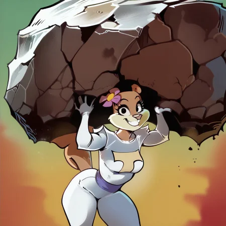 STYLES | PONY & ANIMAGINE
score_9, score_8_up, score_7_up
, masterpiece, beautiful,, 1girl, leaning forward, big smile, black eyes, furry female, brown fur, squirrel tail, teeth, single hairflower,
, medium breasts, curvy, looking at viewer, cowboy shot, cute, girl lifting giant rock,holding giant rock, arms flexed, giant rock
cartoon, western cartoon style, anime screencap,
<lora:SandyCheeks_character:1> SandyXLP