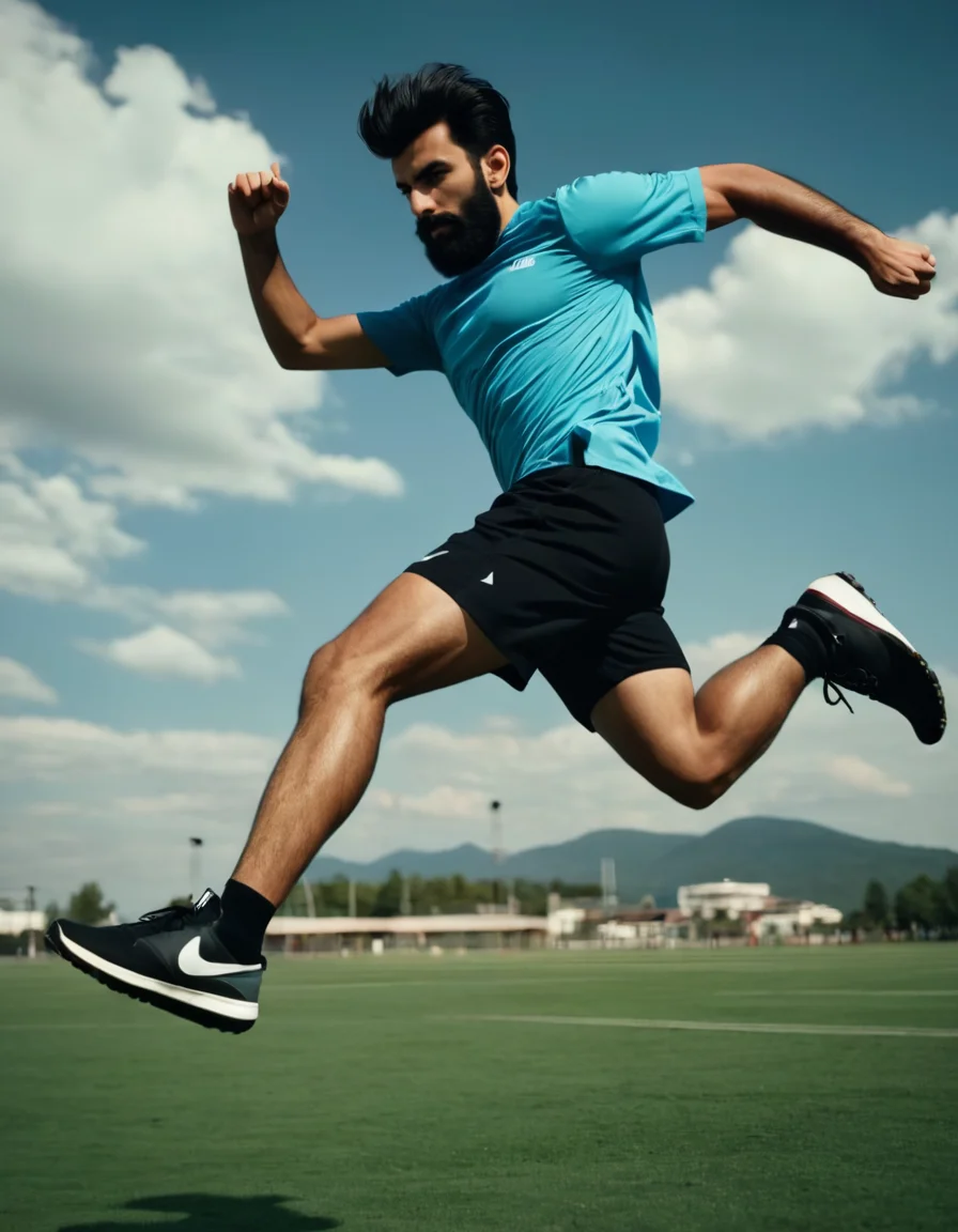 photograph cinematic dynamic photo,
male focus, 1boy, black shorts, soccer ball, blue shirt, shoes, outdoors, arm hair, short hair, muscular male, facial hair, jumping, leg hair, sportswear, sneakers, full body, black hair, bara, day, blurry background, photo background, realistic, beard, nike, sky, hairy, depth of field,
dynamic blurry, blurry background
<lora:dynposes3870:1>, 50mm . cinematic 4k epic detailed 4k epic detailed photograph shot on kodak detailed cinematic hbo dark moody, 35mm photo, grainy, vignette, vintage, Kodachrome, Lomography, stained, highly detailed, found footage