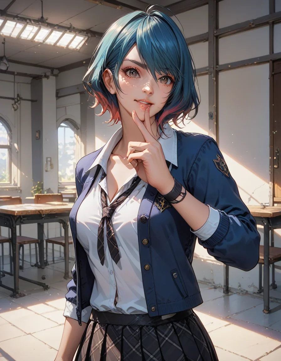 score_9, score_8_up, score_7_up, best quality, masterpiece, source_anime, BREAK
in class room, 1girl, tamaki, multicolored hair, short hair, tamakischool, school uniformãopen jacketã
, <lora:add-detail-xl:1> <lora:tamaki:1>, smile, one hand raised, signaling a question, <lora:add-detail-xl:1> <lora:detail_eyes:0.5>
