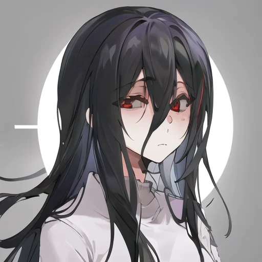 ((masterpiece)),(best quality), absurdres,sadako_yamamura,red eyes, white dress,<lora:Sadakobest:0.8>, <lora:grayStyle_10:0.9>, portrait, gray background, upperbody,