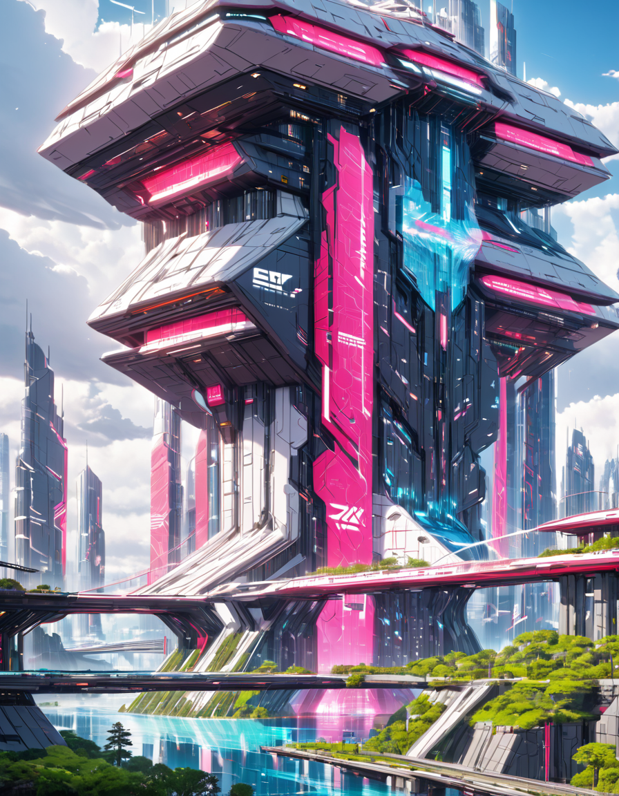 <lora:SW_Minis_7xlc:1> futuristic science fiction huge mega structure building, epic scale, blue river, bridge, cyberpunk cityscape, vegetation,