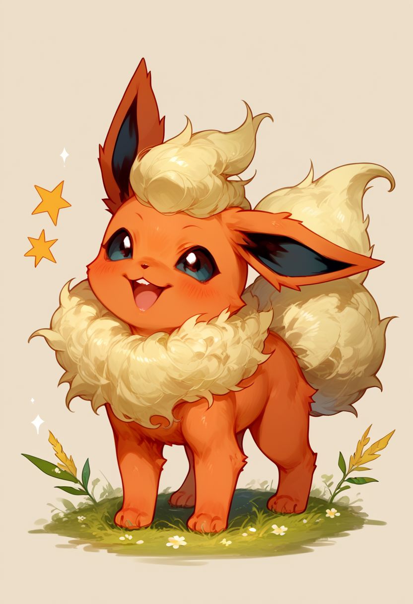 score_9, score_8_up, score_7_up, source_anime, solo, Flareon, happy, (Feral Flareon, chibi body:1.3), simple background, (detailed image, high resolution, 5k resolution:1.0), (chibi art style:1.1)