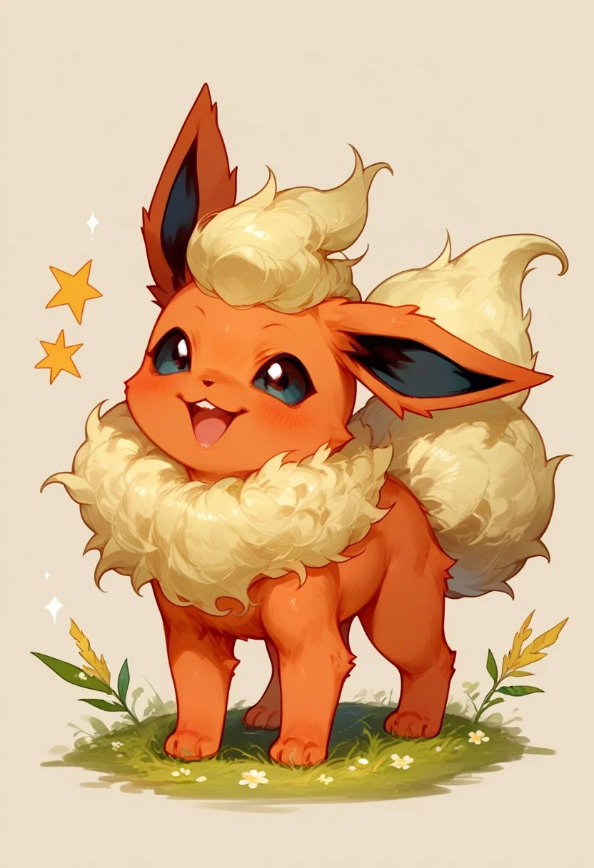score_9, score_8_up, score_7_up, source_anime, solo, Flareon, happy, (Feral Flareon, chibi body:1.3), simple background, (detailed image, high resolution, 5k resolution:1.0), (chibi art style:1.1)