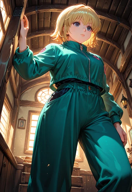 masterpiece, best quality, 32k, high resolution, absurdres
1girl, solo, Borksen, h_borksen, hunter x hunter, official art, dark grey eyes, short blond hair, long sleeves,full turquoise clothes, bangs, turquoise pants, turquoisejacket,
dynamic pose, standing, posing, expressionless
indoors, room in wooden ship, decorations
from below, light particles, dynamic angle, cinematic angle, various angles, detailed background, beautiful background, (rays light:1.0),(grow:1.0) vivid colors, shiny and glossy, anime style, high-res, beautiful aesthetic, very intricate, high-quality details, vibrant,
<lora:add-detail-xl:1.10> <lora:spo_sdxl_10ep_4k-data_lora_webui:0.95> <lora:noobai_ep11_stabilizer_v0.138_fp16:0.6> <lora:StS-Illustrious-Detail-Slider-v1.0:1.10> <lora:cfg_scale_boost:0.95> <lora:nyalia:0.20> <lora:HUNTERHUNTER___Morena_____borksen:1>