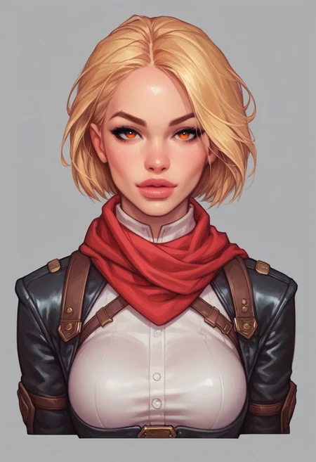 ((front view)))
A pale skinned girl, dressed in grimy and worn-out clothes, she stands in a dimly lit (underground base:1.5). Her body is adorned with white latex garments with red accents/details, including a complex design bodysuit, (((a red scarf tied around her neck))), and several white belts, white harnesses, and white holsters for her tactical equipment. Her attire is accented with red, crop jacket. Looking at viewer, confident cute pose, shiny reflective eyes.
(((full-clothed))),
BREAK 
strange world background score_9, score_8_up, score_7_up, score_6_up, source_cartoon, rating_explicit, Expressiveh, (((((Upper body, full body))))), dynamic pose