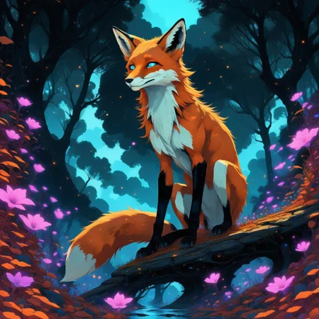 score_9, score_8_up, score_7_up, fantasy anthro fox, ethereal, vivid colours, lush, dreamlike, detailed and vibrant, full scene composition, good anatomy, beautiful eyes, mystical, elegant, beautiful, high res, alienworld, flowing ethereal hair, Ethereal Brushstroke