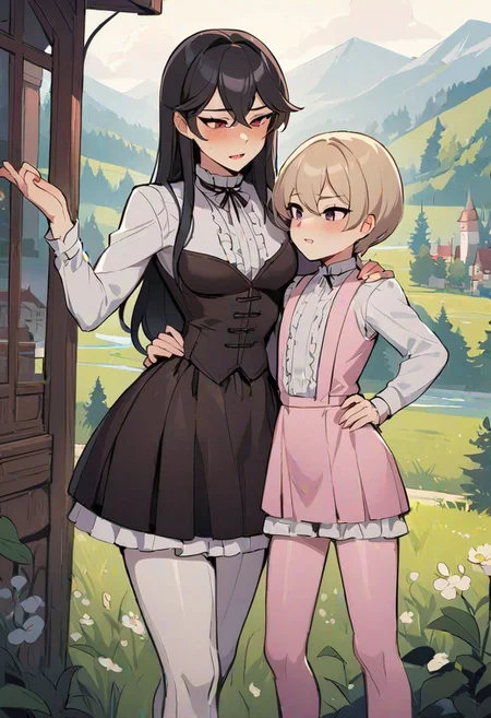 (futanari:1.3), (1boy, crossdressing, androgenic boy, femboy:1.3), (size difference:1.2), (femdom:1.3), masterpiece, best quality, (Latvian:1.4), detailed Latvia background, wallpaper, landscape, depth of field, side lighting, ultra detailed,