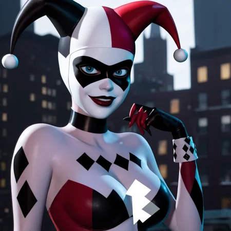 Hyperrealistic art of <lora:Harley Quinn:1.2>
Harley Quinn a woman with a naked breast nipple In Gotham City Universe, Extremely high-resolution details, photographic, realism pushed to extreme, fine texture, incredibly lifelike
