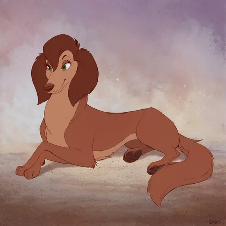 score_9, score_8_up, score_7_up, score_6_up, score_5_up, score_4_up, (Source furry), (rating safe), <lora:Sashalafleurxl:1>, sasha la fleur, solo, full body, lying, no humans, on stomach, animal focus, canine, domestic dog, brown hair, brown fur, body fur, green eyes, black pupils, female, feral