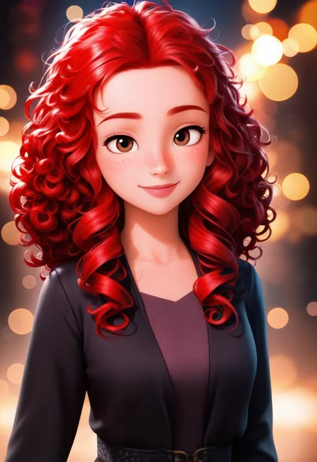 masterpiece, best quality, absurdes,  professional, 4k, highly detailed, 1girl, solo,
.35mm photograph, film, bokeh, cinematic photo casual,
<lora:All Disney Princess from Ralph Breaks the Internet (NoobAI):0.9>
Merida, casual outfit, red hair, freckles, curly hair,
mature female, smile,
blurry background, detailed background,
<lora:Detailer_NoobAI_Incrs_v1:0.4> detailed,