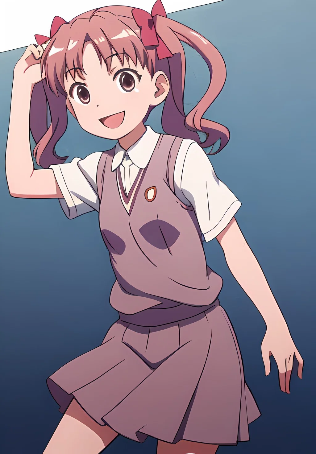 <lora:IndexAndRailgunv2:0.6>, Kuroko, solo, smile,