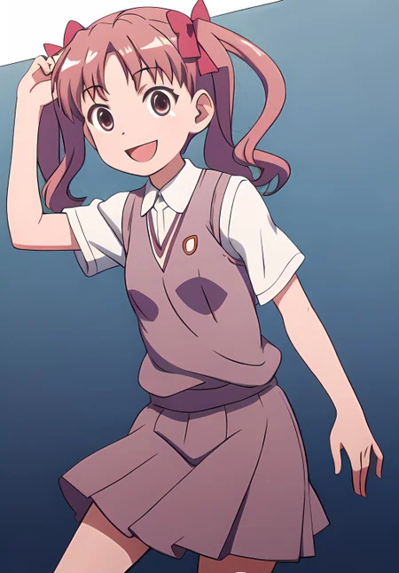 <lora:IndexAndRailgunv2:0.6>, Kuroko, solo, smile,