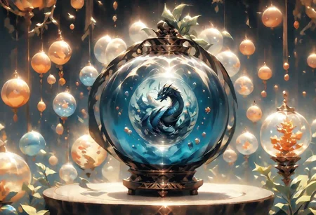 Jujutsu Kaisen dragon Blue Lock Super Dragon Ball Imagine a floating garden in space, where exotic plants grow in giant transparent bubbles. Each bubble contains a unique ecosystem, with magical creatures and vibrant colors. Explore the idea of a surreal intergalactic garden that defies the laws of physics dragon