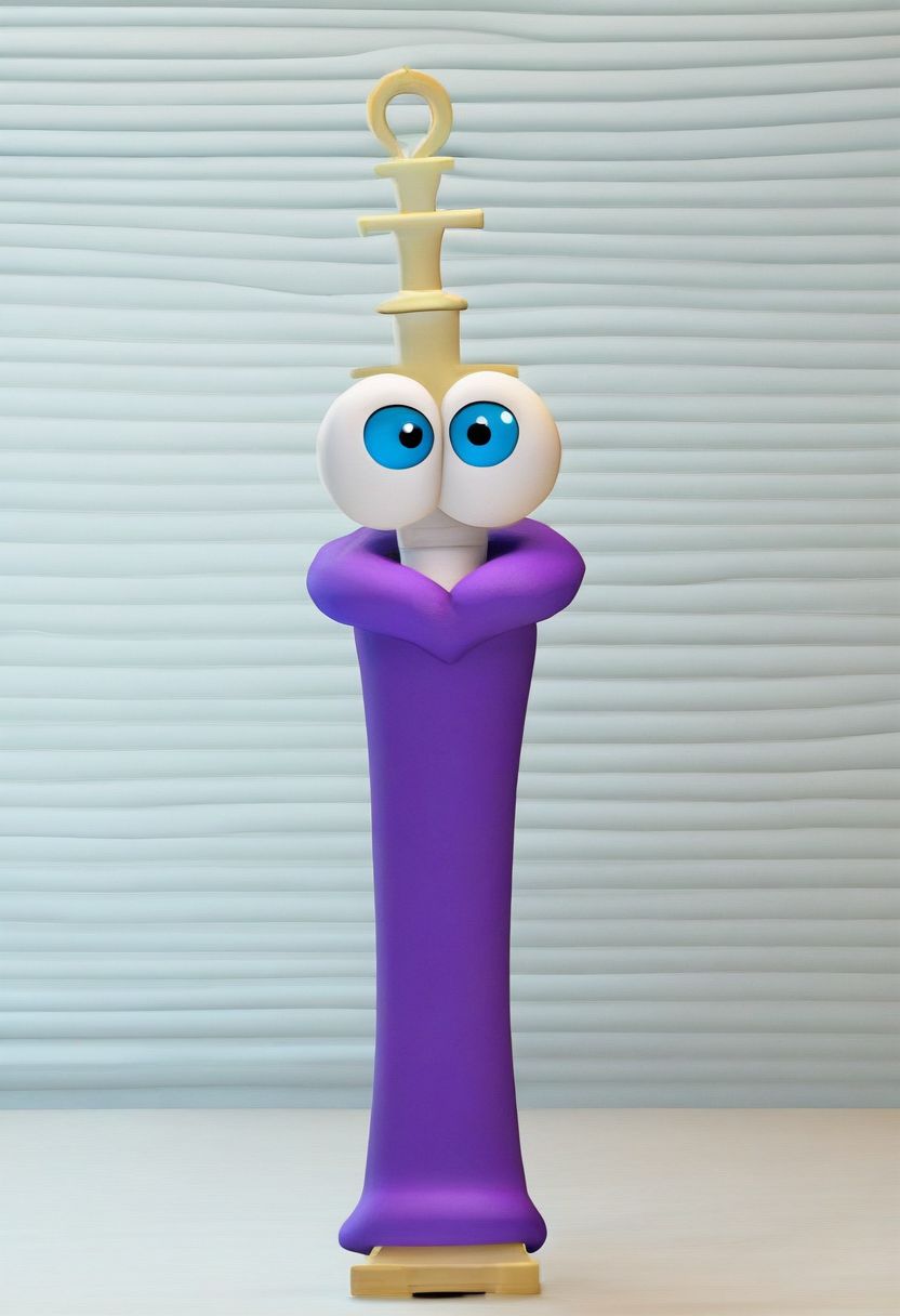 kinger, 1boy, solo, alder wood-colored king chess piece character, violet royal cloak with white fuzzy lining spotted with black, cartoonish white-gloved hands detached from body, large asymmetrical eyes, full body, source, no humans, blue eyes, 3d, source_cartoon, sleeveless, eyeballs, no mouth, white gloves <lora:Kinger:0.8>