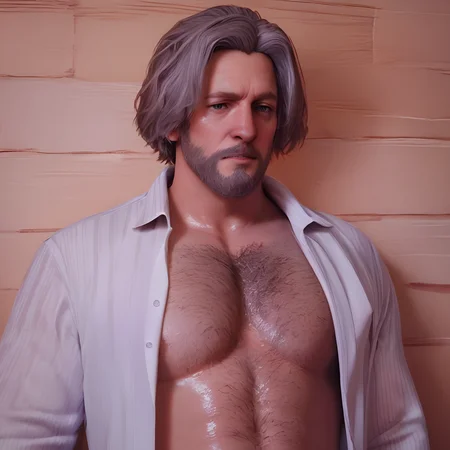 score_9, score_8_up, score_7_up,score_6_up, 1boy, realistic,good quality,hd,man, hank, <lora:hank-50:0.7>, open shirt, pectorals,((chest hair))