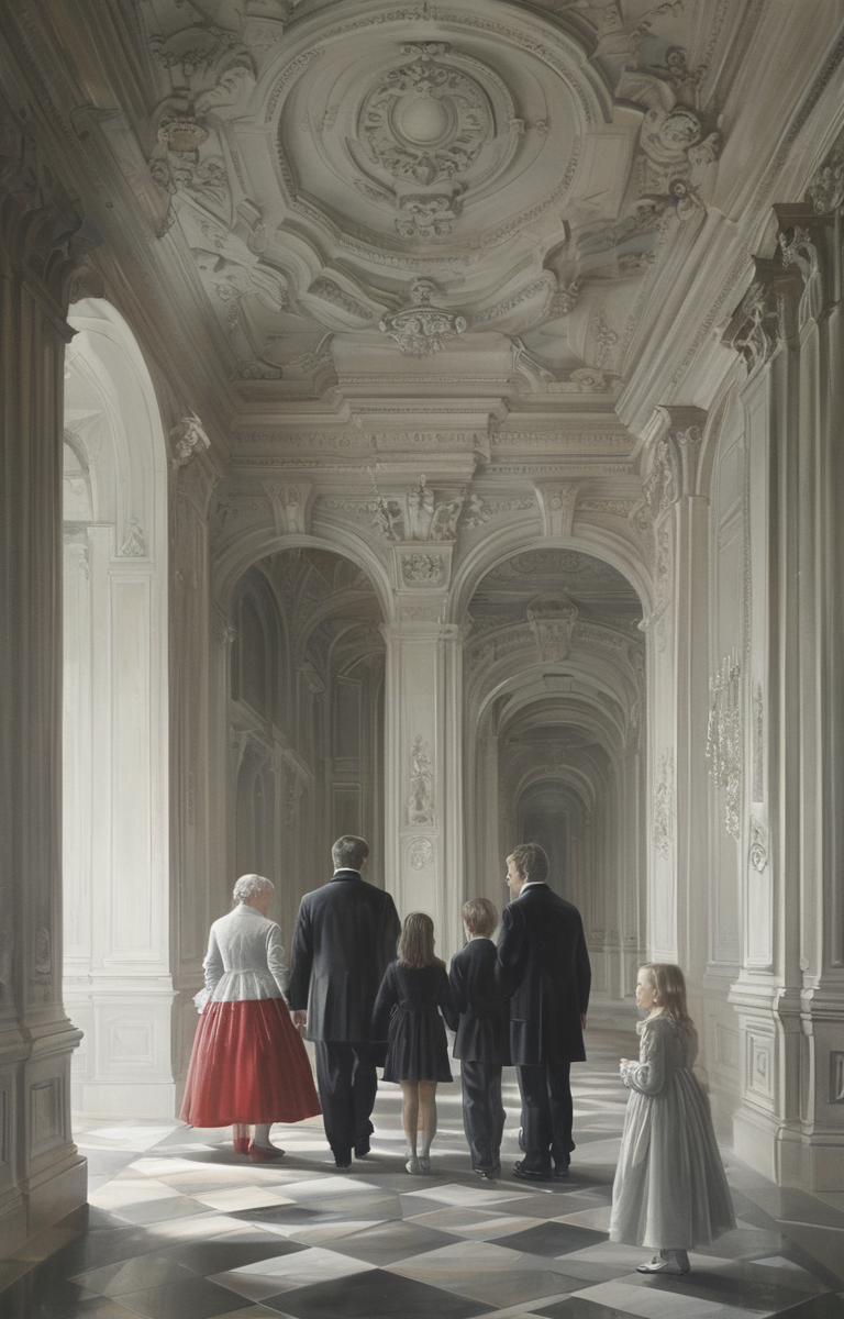masterpiece,best quality,<lora:tbh344-sdxl:0.75>,illustration,style of Simon Schubert portrait of family