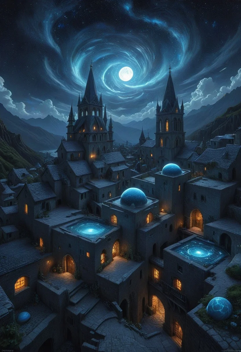 An enigmatic nod to Escher's work:1.2, this artwork blurs the boundaries between realism:1.1 and abstraction:1.1, transforming geometric shapes:1.1 into a surreal and paradoxical landscape:1.2, a Surreal abstract medievil village, Heavily textured, abstract surreal, Escher, extraordinary realistic, sunny, gorgeous<lora:xl_more_art-full_v1:0.5> <lora:Visiosomni:1.0> <lora:Escher_Blend:1.35> scenery, looping stairs, no humans, masterpiece, sharp focus, highly detailed, high quality, digital illustration, intricate details, light reflection, trending on artstation, volumetric lighting, extremely clear 8k wallpaper,
mystical touch, dreamlike and otherworldly atmosphere, sense of confusion and disorientation, view from above, (score_9, score_8_up:1.1), score_7_up, a fine color ink lineart sketch, (reflective volumetric), raytracing, absurdres, dark, low-key, art by escher