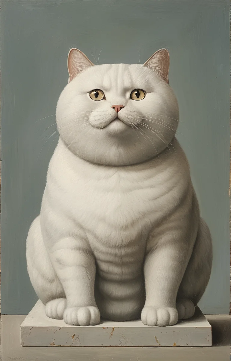 masterpiece,best quality,<lora:tbh145-sdxl:0.7>,cat,illustration,style of Fernando Botero,
