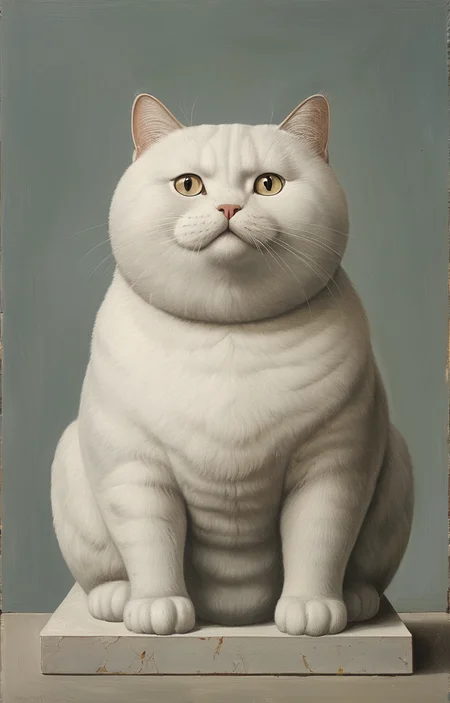 masterpiece,best quality,<lora:tbh145-sdxl:0.7>,cat,illustration,style of Fernando Botero,