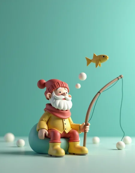 A simplified 3D grandpa, reduced to smooth clay-like forms and pastel shades, sits against a monochromatic teal gradient. His beanie and boots pop in primary red and yellow, while the fishing rod aligns with a golden-section spiral. The fish becomes a minimalist origami shape (no cranes!), and thought bubbles dissolve into abstract white puffs. Soft ambient occlusion shadows and matte textures evoke Scandinavian minimalism, balancing playfulness with geometric precision.
_________
dramatic beauty, otherworldly quality, soft lighting, shallow depth of field, high detail, dynamic composition, cinematic shot, film grain, balanced shadows, harmonic colors, emotional depth, symbolic meaning, innovative props/costumes, timeless elegance, modern themes, iconic imagery, unforgettable moment, captivating beauty, stunning impact, thought-provoking, artistic vision, masterful execution.
<lora:cheats:0.4> <lora:NOOB_vp1_detailer_by_volnovik_v1:0.5> <lora:- Flux1 - soothing_atmo_V2.0:0.1>