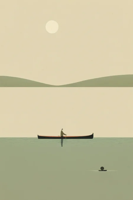 <lora:Alessandro Gottardo style:1>Alessandro Gottardo style - man rowing a boat across the water