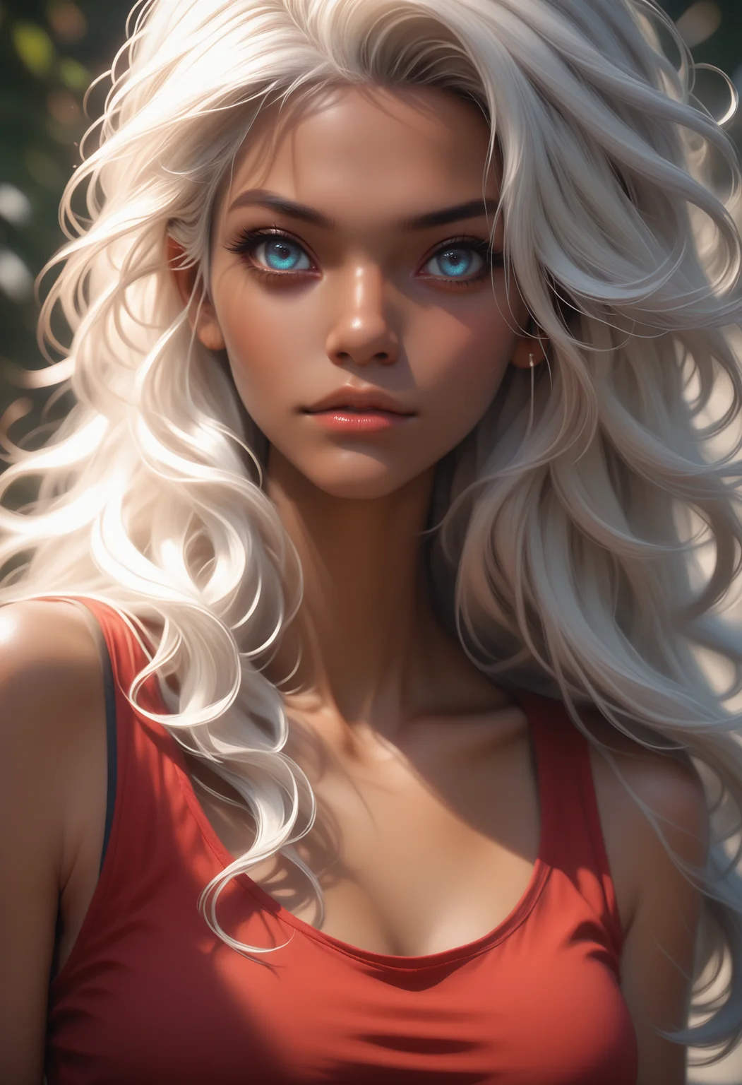 score_9, score_8_up, score_7_up, rating_safe,
1girl, solo, red tank top,
 <lora:Dark_Ivory_Pony_v0.1:0.6> d4rk1v0ry, blue eyes, white hair, (dark-skinned female),