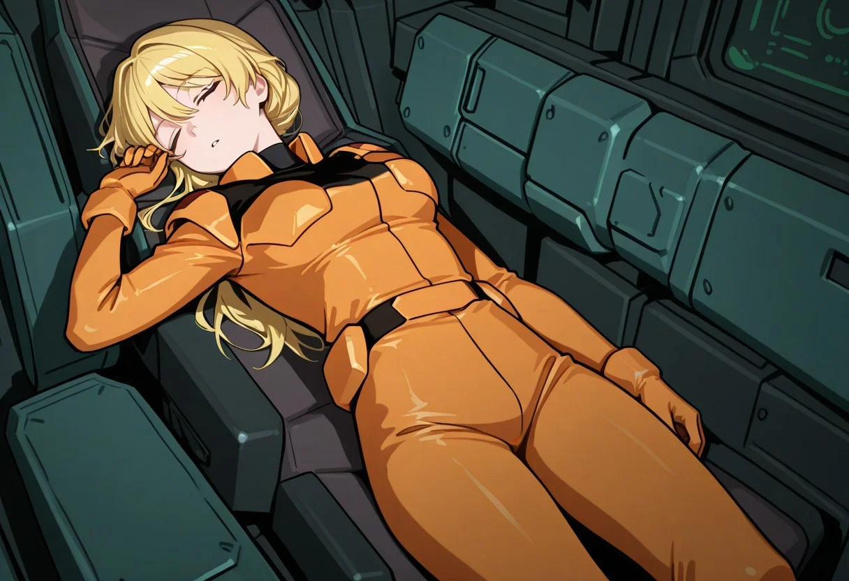 masterpiece, best quality, 32k, high resolution, absurdres, zanscare empire pilot suit, sleeping