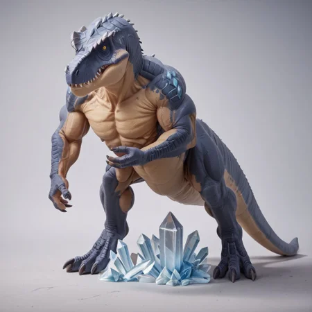 score_9, score_8_up, score_7_up, muscular dinosaur, full body, western dragon, tyrannosaurus, crystal, attack