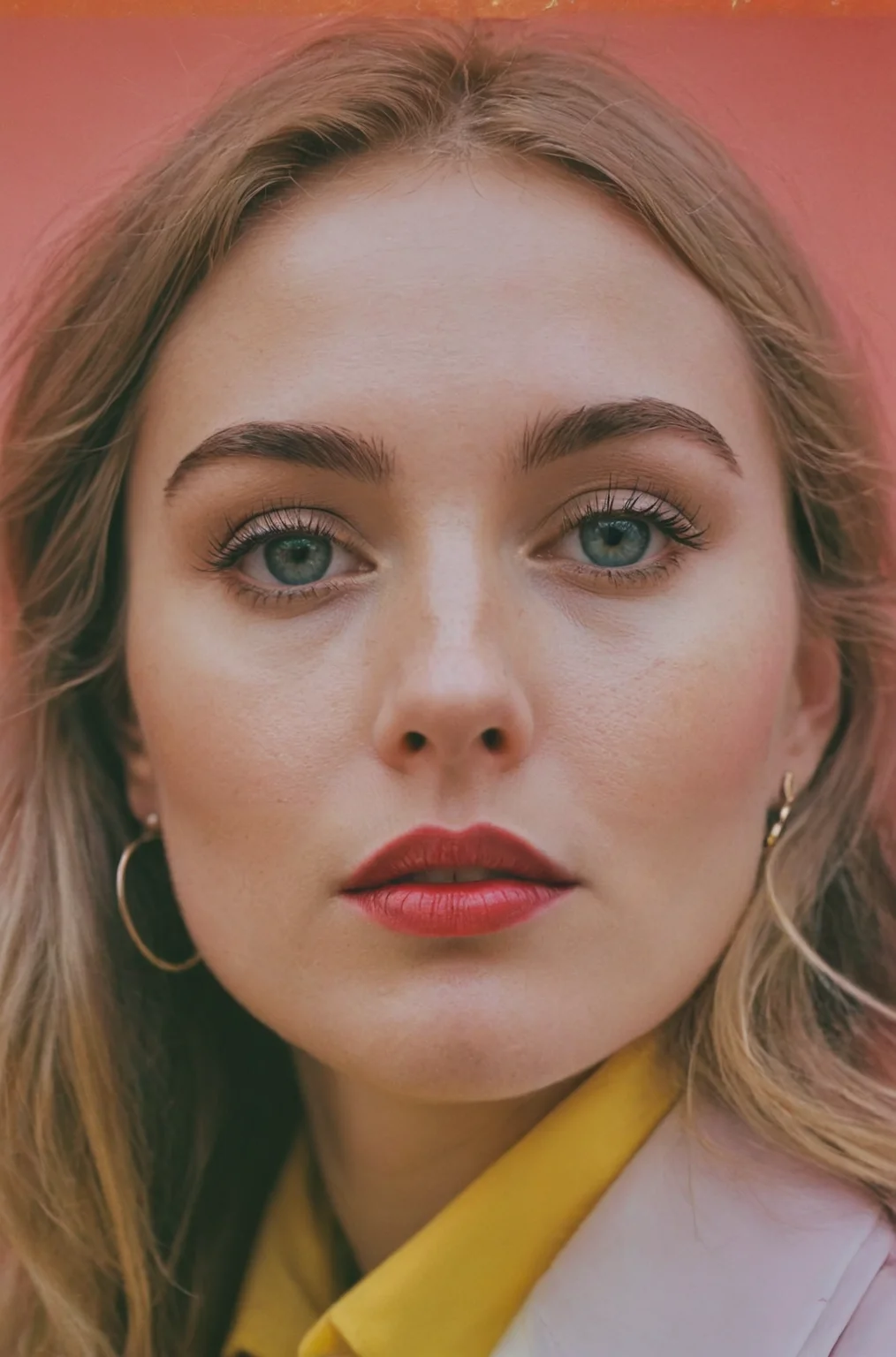 Hyperdetailed photograph, surrealistic composition, portrait, ambient lighting, analog photograph, vivid vibrant colors, sharp detailing, by Carlijn Jacobs