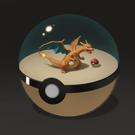 masterpiece, best quality, amazing quality, <lora:Inside_pokeball_buns:0.7> 1ns1d3pok3ball, pokeball, pokemon (creature), no humans,  Charizard, masterpiece, best quality, amazing quality