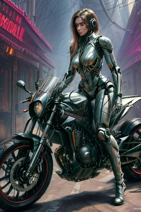 2150 year.artificial intelligence,having sex ,on a motorbike