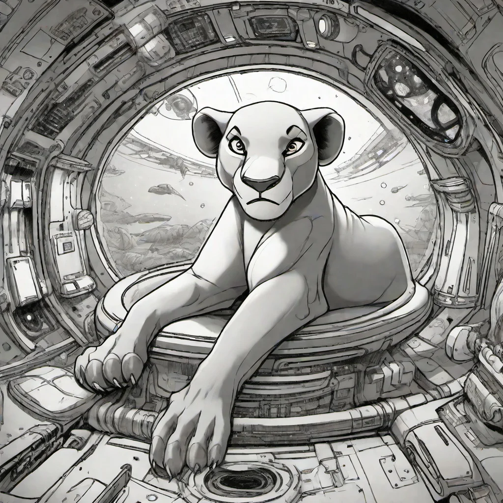 detailed drawing of <lora:nala-SDLX-flexible:1.0> nala sitting in the cocpit of a spaceship