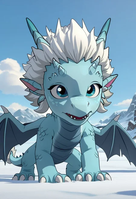 Score_9, Score_8, Score_7, TDPStyle, Zym, Blue Dragon, White Hair, Baby Dragon, Baby Zym