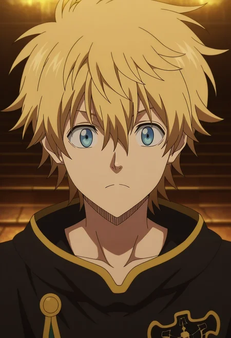 masterpiece, best quality, , anime screencap, anime coloring, , , 1boy, solo, male focus, <lora:luck_voltia_ilxl:0.92>, luck_voltia, blonde hair, blue eyes, short hair, hair between eyes, , , ,