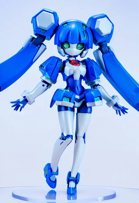 masterpiece, score_9, score_8_up, score_7_up, EasyNegative_v2,
(best quality:1.1),ultra-detailed, high resolution, super detailed skin, beautiful detailed eyes, nsfw, Brightly Lit, Highly Visible, 8k, sharp focus, beautiful, perfect lighting, beautiful eyes, anatomically correct, anatomically correct face, extremely detailed eyes, smooth edges, beautiful face, symmetrical eyes, symmetrical face,
(standing, Full-body view:1.2),
1girl, cute girl, blazermate, (robot girl, android:1.3), (roaot eyes, green eyes, blue hair, no mouth:1.2), (colored skin, robot skin, white skin, blue skin, robot joints:1.5),
(simple background, white background:1.2), (solo focus:1.5),
(looking at viewer:1.5), (figurine:1.5),
