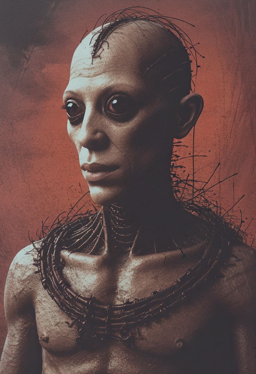 (horror Life form, body snatcher, multiple mouthed creature of darkness, and somehow there's an angelic face:1.4), (Life in an incubator, plants growing alongside human flesh, ants in hair, dirt bed), long-shot, far-off, very-person octane, 8k, 8mm depth of focus, (low perspective:1.6), high-end scattering colors. 8k, Cinematic Render, (Professional Face:1.1) Fantastical mood, Unreal engines inside a frame after with many dead  blood on them, With, photoshop in order for artstation, cinematic and Cinema, Dark kimura artstyle on render hyper-out characters on floors UHD lifelike, 4k hyperdetailed, octane cinema4k render and skin frame cyberpunk, hypermaximalist, directed by Reilerealistic 8k render photorealistic level quality perfect resolution, 8k texture, volumetric hazy dark fantasy digital composition art, cinema National Geo coherency, CGSociety   sharp focus ambient, post processing Wires glitchcore texture, intricate
<lora:MercuryXL:0.3> <lora:DrippingXL:0.3>