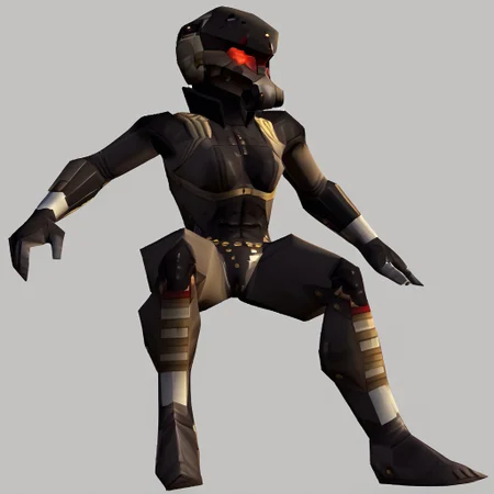 score_9, score_8_up, score_7_up, score_6_up, score_5_up, score_4_up,
<lora:HavenTrooper:0.9> 1girl, helmet, mask, red eyes, empty eyes, (glowing eyes:0.8), medium breasts, athletic female, n64zeldastyle, 3d, polygonal, white background, full body