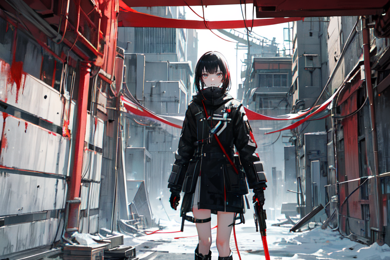 highly insanely detailed, masterpiece, top quality, best quality, highres, 4k, 8k, RAW photo, (very aesthetic, beautiful and aesthetic),  
tsutomu nihei,nihei_tsutomu,blame!,blame gakuen!,abara,TNstyle,sidonia_no_kishi,bridge,concrete walls,metal walls,ventilation fan,ventilation shaft,cables,tubes,industrial pipes,walkway,smoke,clouds,flock,dystopia,destroyed,empty,decrepit,blm, 
<lora:ABARA:0.3>, 
(1girl:1.3), 
solo focus, 
(beautiful detailed glow,beautiful detailed ice,beautiful detailed water,snowflake),(pure red background,transparent background:1.2),âââ