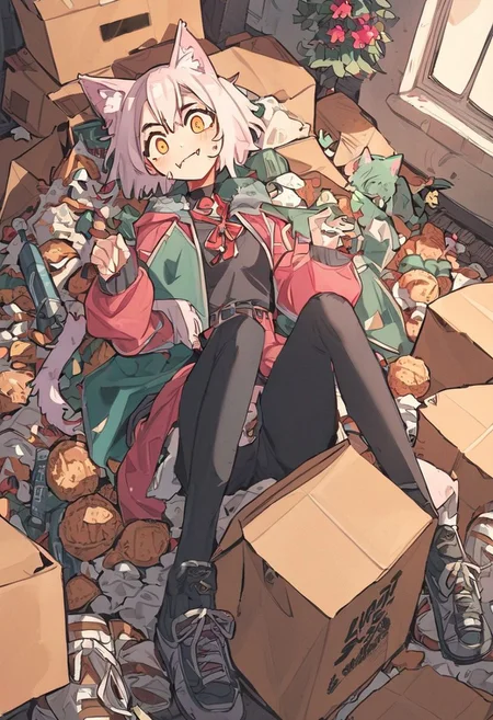 cute catgirl in a cardboard box
score_8_up <lora:last-000005:1>