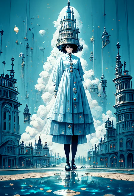 score_9, score_8_up, score_7_up, source_anime, 1girl, solo, standing on puddle, black hair, black cat, steel tower, best quality, masterpiece, amazing quality, best aesthetic, absurdres, (mjv3:2.0) <lora:mjv3_pony-3:1.5>