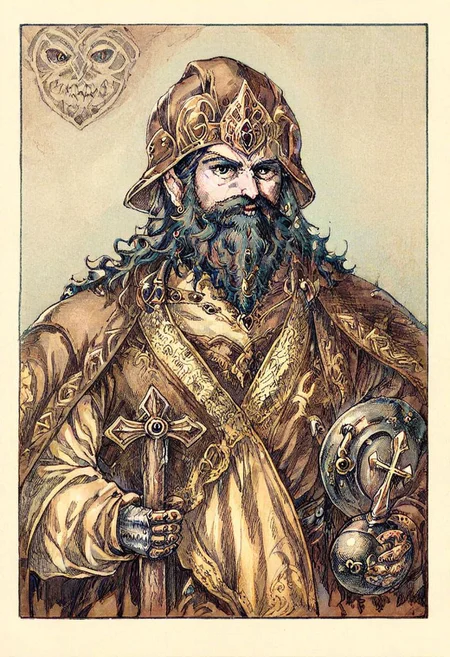 rpg character portrait, male dwarf, long braided beard, long sleeve shirt, leather armor