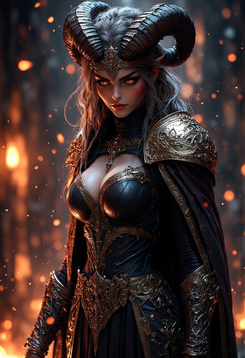 mythp0rt, hkevil, BREAK, A dark female oriental  dark elf in intricate leather armor, long hair, bangs, cleavage, holding a glowing cursed sword, realistic textures, ultra-high definition, photorealistic, highly detailed, dramatic lighting, sharp focus, cinematic, hyperrealism, dark and mysterious atmosphere, great lighting