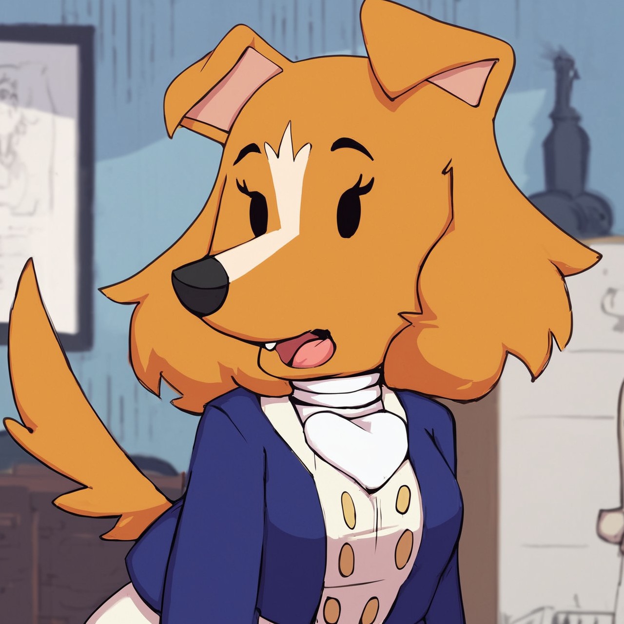 score_9, score_8_up, score_8,source_anime,
<1girl:1.5>,
<solo:1.5>,
female,
big tits,
thick thighs,
debruff sampson, debruff_sampson, dog girl, oarange fur, orange body,tall girl, tall,
d_s4mps0n, dog girl, debruff sampson, debruff_sampson_liberty_pups, soldier_sampson, tail, bow, animal ears, dog, hair bow, dress, furry, furry female, open mouth, dog ears, jacket, 1girl, buttons, multiple girls, white ascot, pants, blurry, indoors, 1boy, shirt, long sleeves, dog tail, blue jacket, tongue, white shirt, anne_kennel, anne kennel,
<lora:Debruff_Sampson_Liberty_Pups_Pony_SDXL:1.0> debruff sampson
