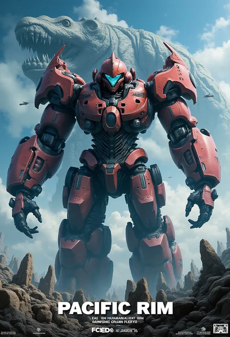 "Pacific Rim: Kaiju Annihilation" text, giant robot, Gypsy Danger, Kaijus, giant monsters, city, sci-fi,Robot,Mech . mvpstrCE style