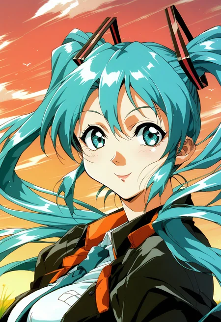 1girl, solo, (field:1.2), (sky:1.2), (upper body:1.2), large breasts, smile, oobari_style, retro artstyle, 1990s \(style\), <lora:oobari_style_pony_ver1:0.8>
hatsune_miku_(append), vocaloid, 1girl, aqua_hair, aqua_eyes, score_9, score_8_up, score_7_up, source_anime, best quality, uncensored, rating_safe,