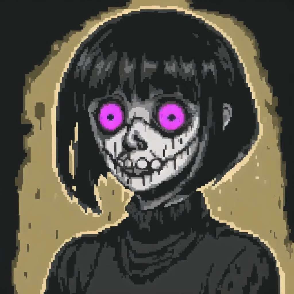 <lora:hcnone:1>, hcnone, pixel art,
<lora:arielp:1.0>, (arielpstyle:1.0), dark, horror, creepy, creepy-looking, painting, lovecraftian, grease, painting \(medium\), drawing, brush stroke,
masterpiece, best quality, 1girl, solo, black eyes, black hair, black sweater, bob cut, closed mouth, medium hair, simple background